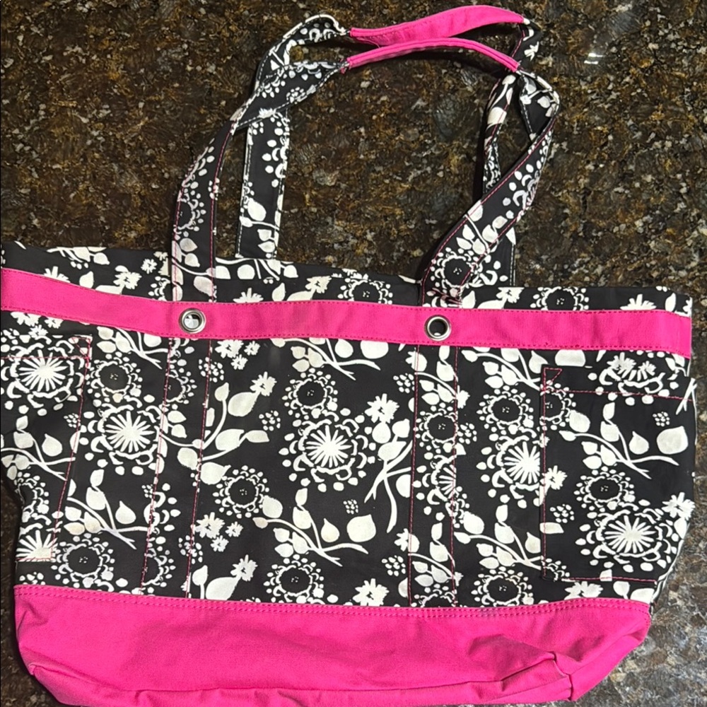 Thirty-one Floral Black and Pink Tote Bag